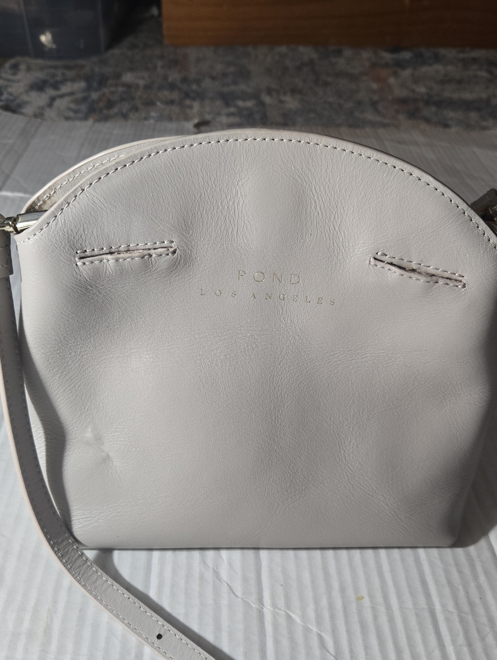 Pond Los Angeles  Gray Leather Crossbody Bag